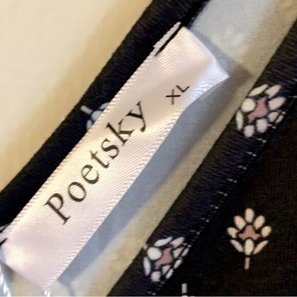 Poetsky Maxi Dress Pockets Adjustable Straps Black Floral Print Sz XL NWT - Picture 7 of 8